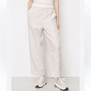 H&M Beige/Cream Pull On High Waisted Wide Leg Linen Blend Pant Size Large